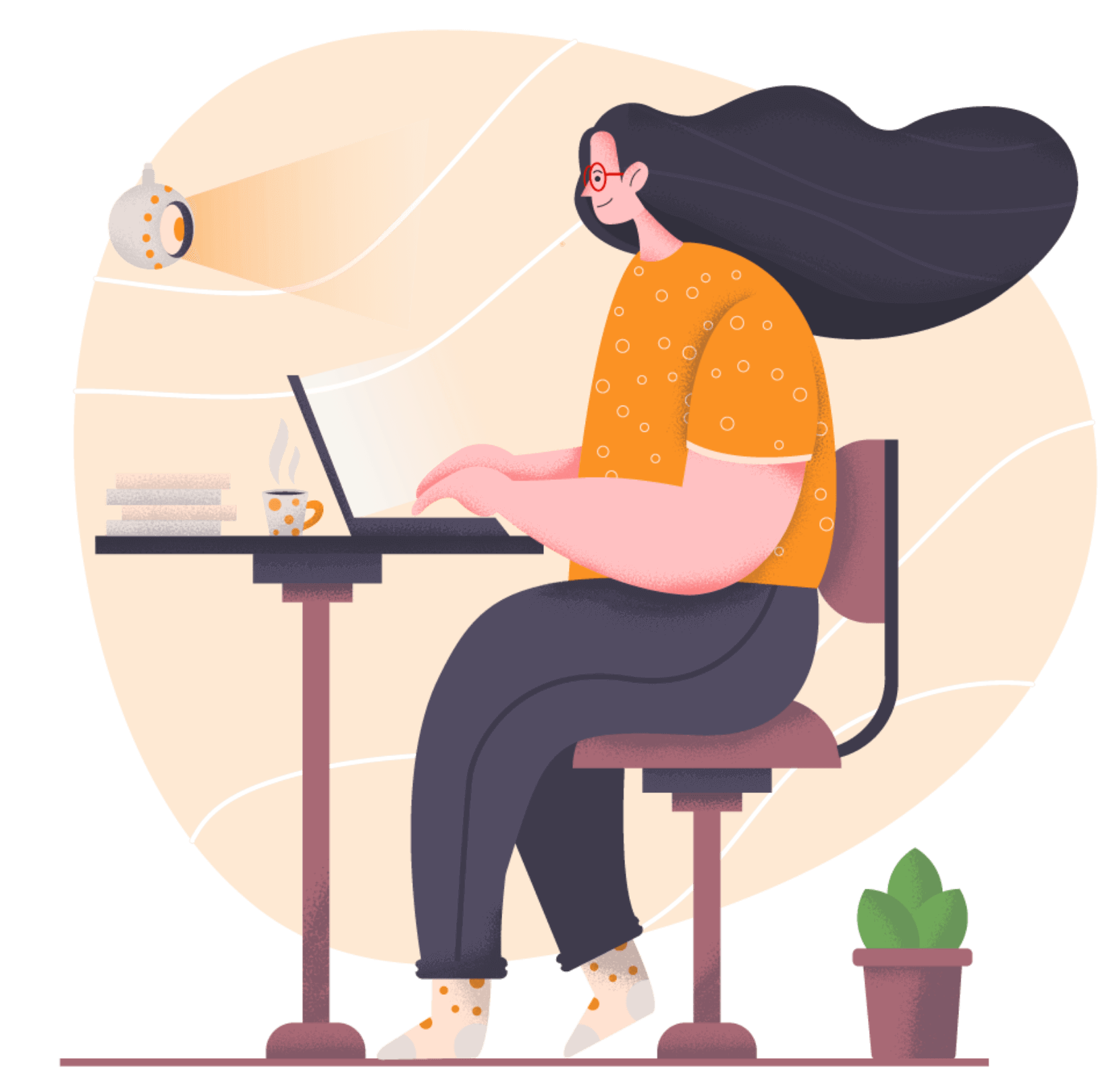 A person working at a laptop with the SitApp Droid keeping an eye on their posture